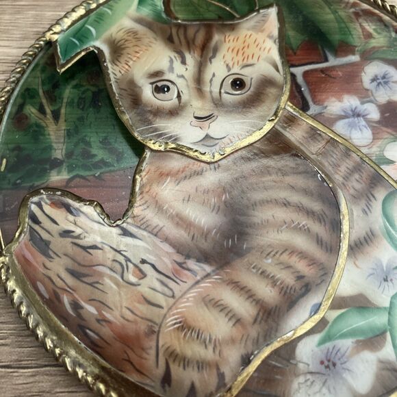 Capiz Shell Tabby Cat Suncatcher Garden Kitty Kitten 4.5 inch Window Decor - Picture 5 of 7